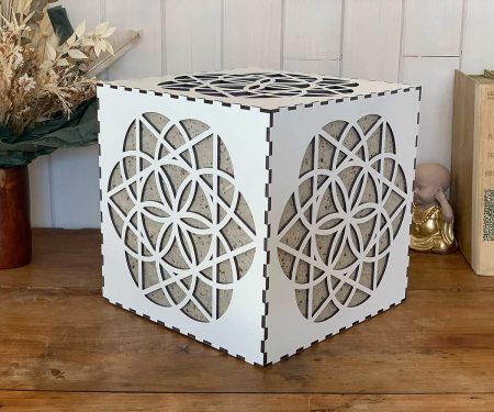 Lampe cube Équilibre Blanc Taille L de profil
