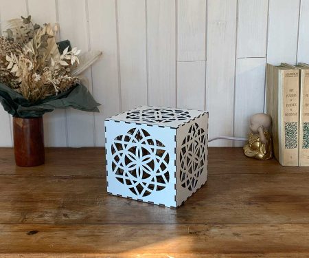 Lampe cube Équilibre Blanc Taille S de profil