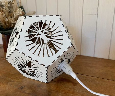Lampe dodécaèdre Féminin Sacré Blanc de côté