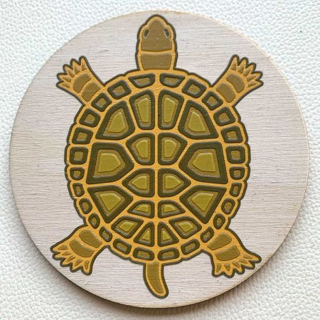 Tortue Feng Shui imprimée sur rond Bois