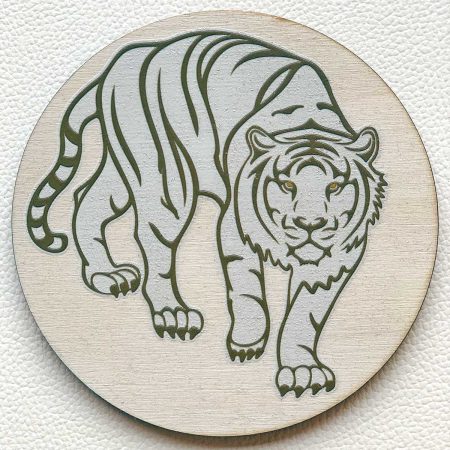Tigre Feng Shui imprimé sur rond Bois
