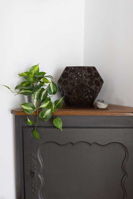 lampe sur meuble avec plante